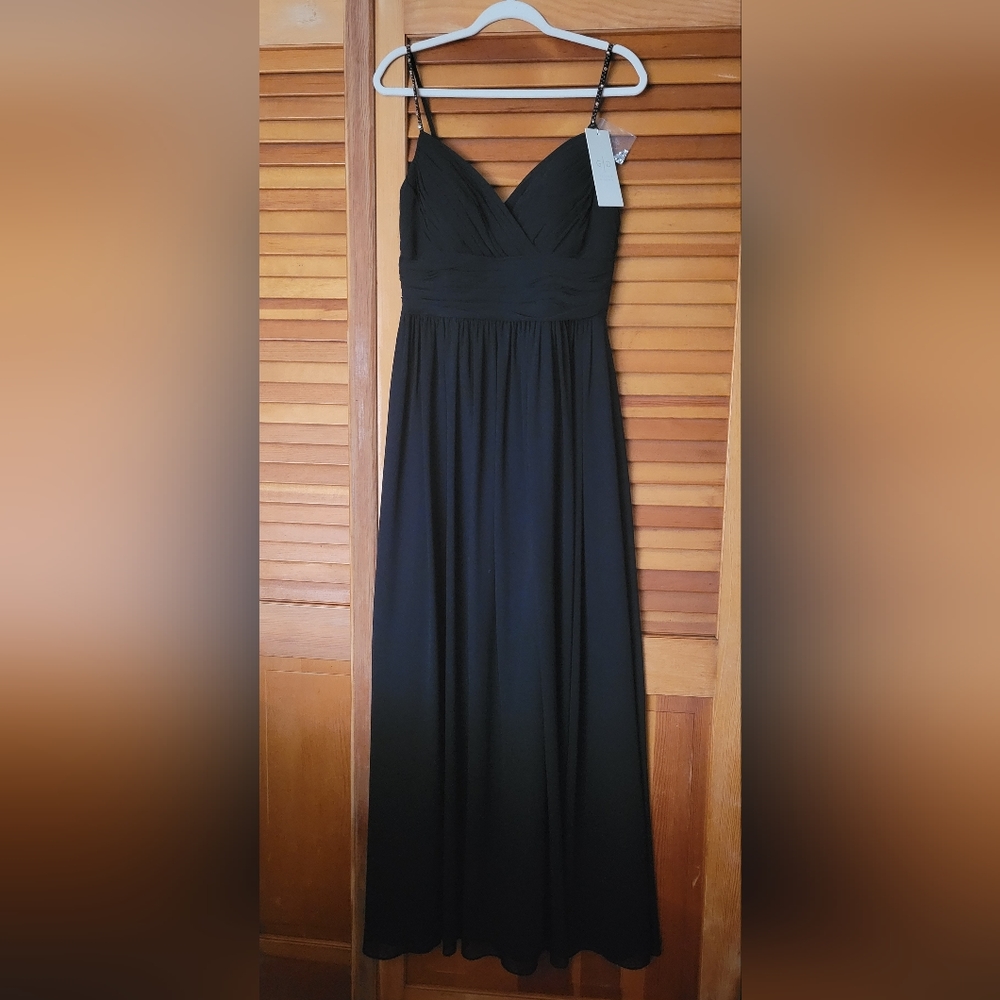 Sequined spaghetti strap formal gown